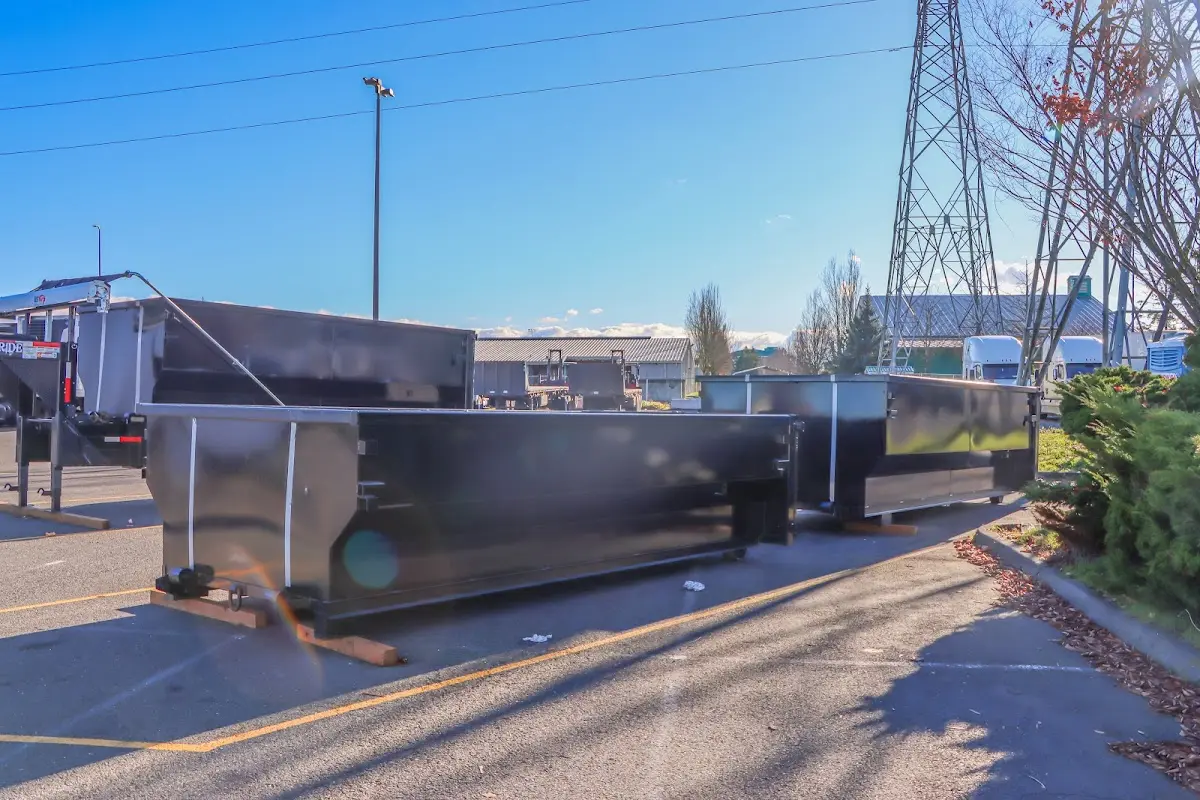 Roll-off dumpster ready for waste disposal at job site for 8 Yard Dumpster Rental in Nutley